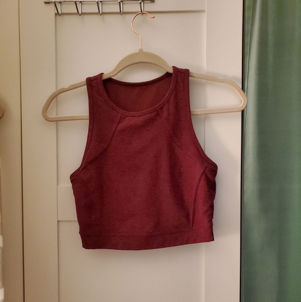 Burgundy Red Workout Crop Tank